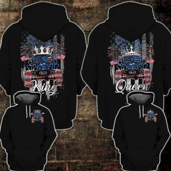 Jeep Couple 3D All Over Hoodie King Queen