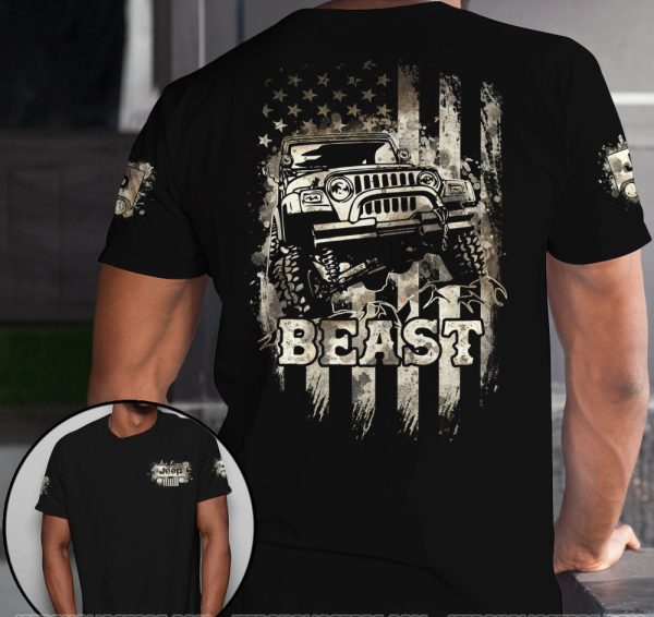 Jeep Beauty Beast Couple 3D T-Shirts - Image 3