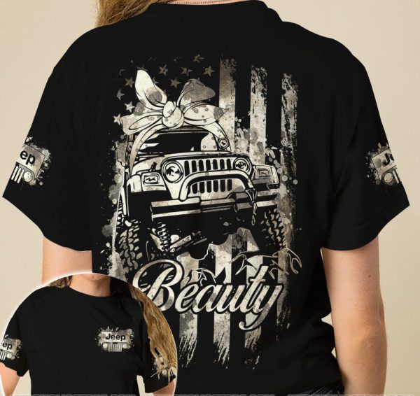 Jeep Beauty Beast Couple 3D T-Shirts - Image 2