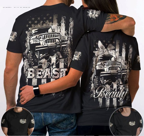 Jeep Beauty Beast Couple 3D T-Shirts