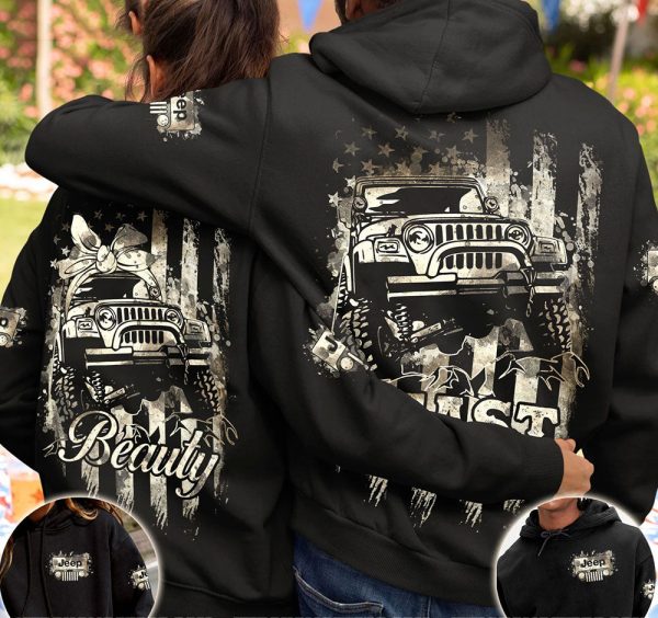 Jeep Beauty Beast Couple All Over Hoodie