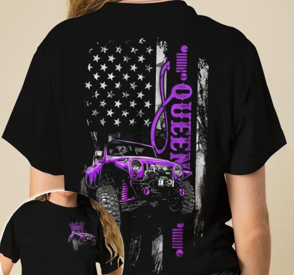 Jeep Couple 3D T-Shirt Jeep King Queen - Image 2