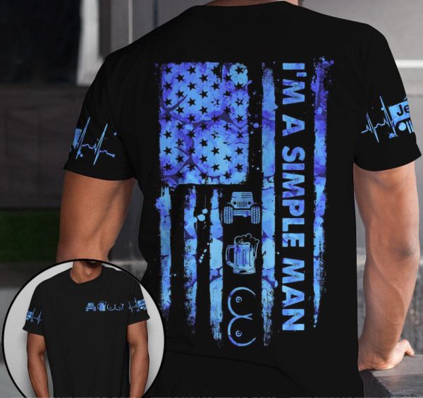 Jeep Couple 3D T-shirt I'm A Simple Woman I'm A Simple Man - Image 3