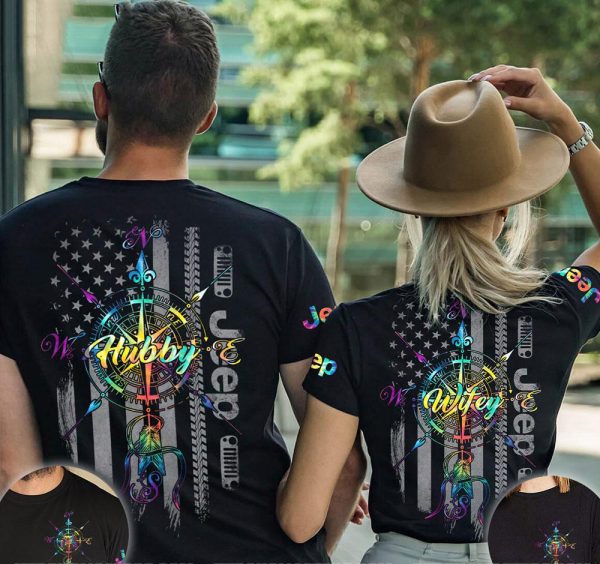 Jeep Couple 3D T-shirt Jeep Hubby Jeep Wifey Compass