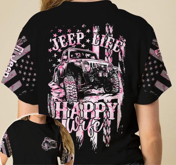 Jeep Couple 3D T-shirt Jeep Life Happy Wife I Support My Wife's Addition - Image 2