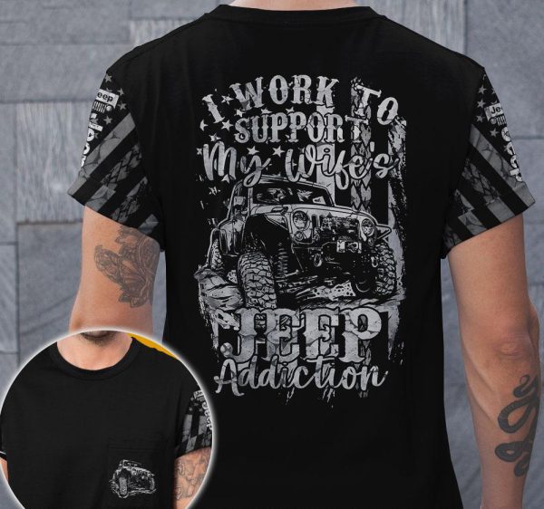 Jeep Couple 3D T-shirt Jeep Life Happy Wife I Support My Wife's Addition - Image 3