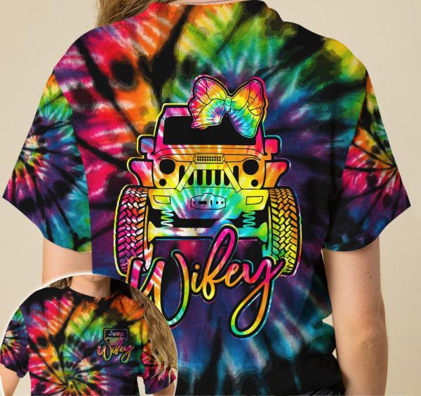 Jeep Couple 3D T-shirt Jeep Wifey Jeep Hubby Tie Dye