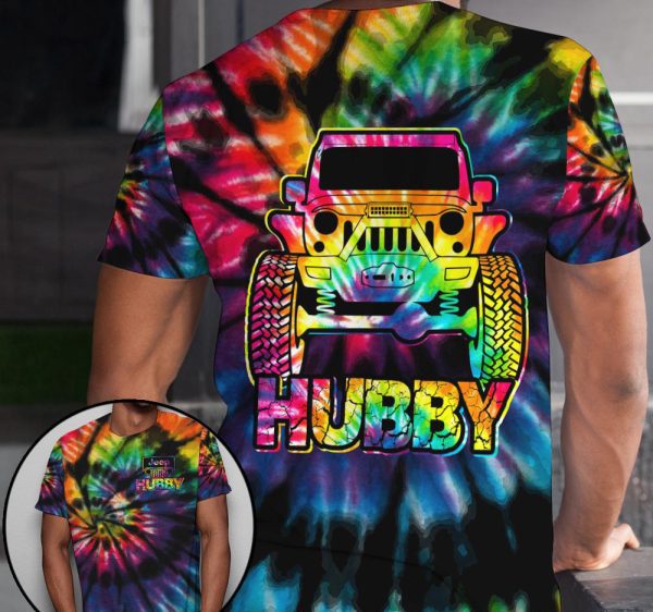 Jeep Couple 3D T-shirt Jeep Wifey Jeep Hubby Tie Dye - Image 2