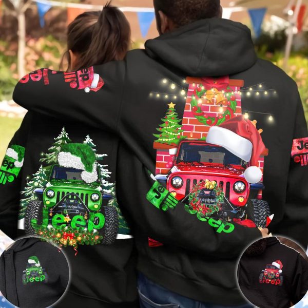 Jeep Couple 3D All Over Hoodie Christmas Jeep