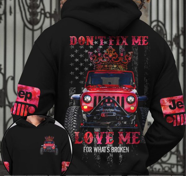 Jeep Couple All Over Hoodie Don't Fix Me Love Me - Image 2