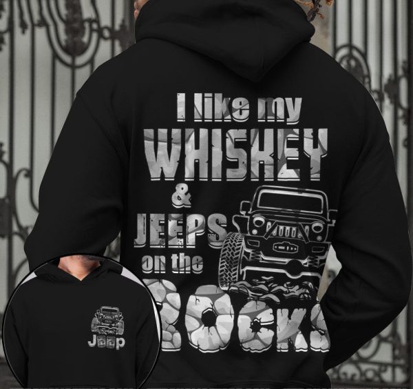 Jeep Couple All Over Hoodie I Like My Whisky And Jeeps On The Rock - Image 3