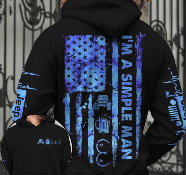 Jeep Couple 3D All Over Hoodie I'm A Simple Woman I'm A Simple Man - Image 3