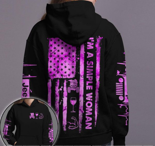 Jeep Couple 3D All Over Hoodie I'm A Simple Woman I'm A Simple Man - Image 2