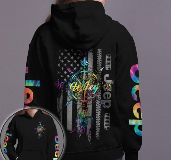 Jeep Couple 3D All Over Hoodie Jeep Hubby Jeep Wifey Compass - Image 3