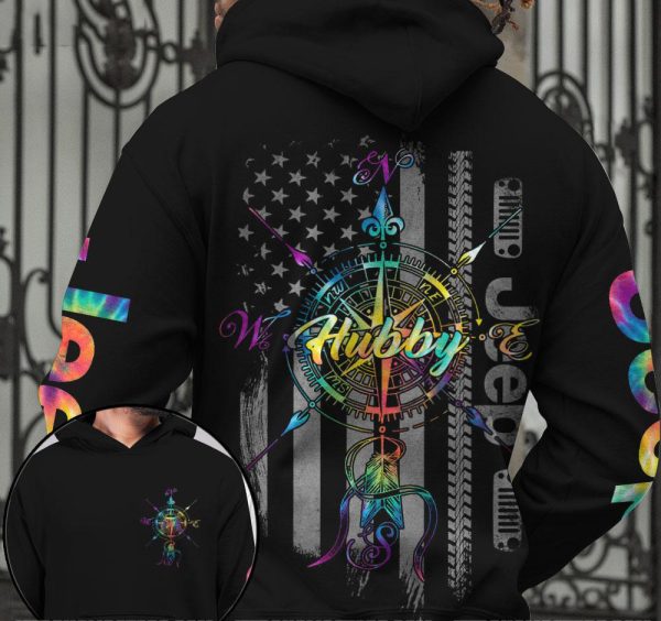 Jeep Couple 3D All Over Hoodie Jeep Hubby Jeep Wifey Compass - Image 2