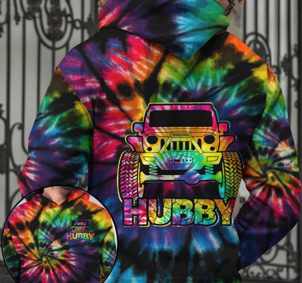 Jeep Couple 3D All Over Hoodie Jeep Hubby Jeep Wifey Tie Dye - Image 4
