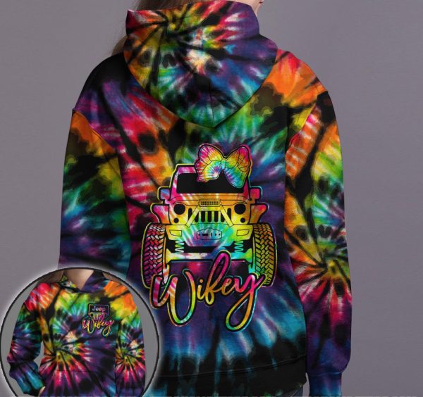 Jeep Couple 3D All Over Hoodie Jeep Hubby Jeep Wifey Tie Dye - Image 2