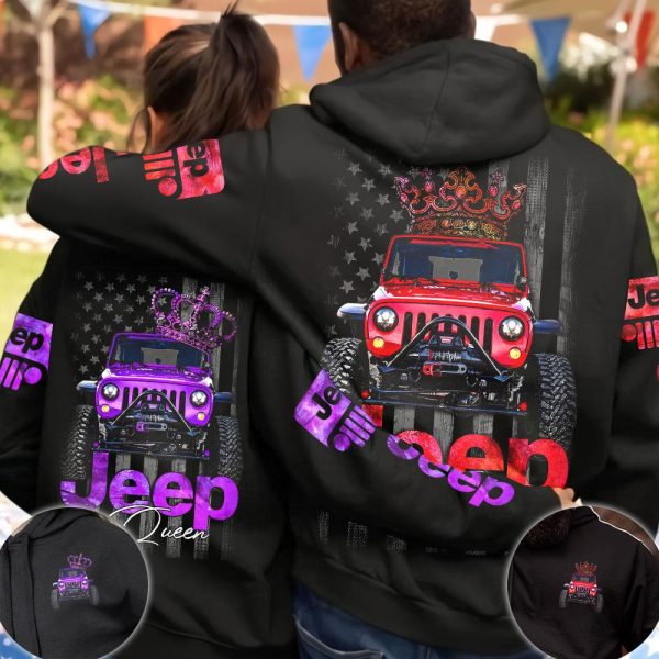 Jeep Couple 3D All Over Hoodie Jeep King Jeep Queen