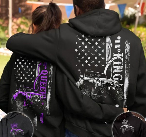 Jeep Couple 3D All Over Hoodie Jeep King Queen