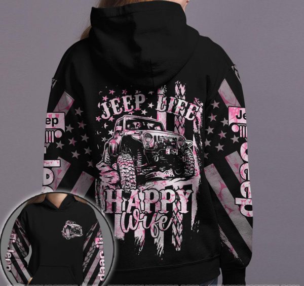 Jeep Couple 3D All Over Hoodie Jeep Life Happy Wife I Support My Wife's Jeep Addiction - Image 2
