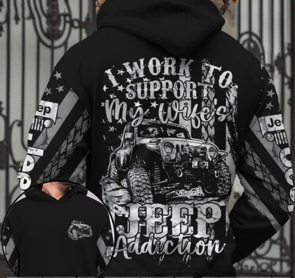 Jeep Couple 3D All Over Hoodie Jeep Life Happy Wife I Support My Wife's Jeep Addiction - Image 3