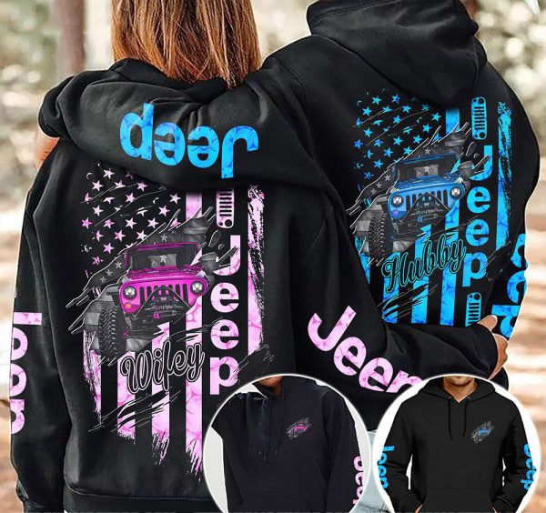 Jeep Couple 3D All Over Hoodie Wifey Hubby
