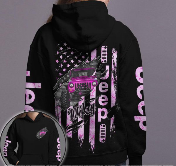 Jeep Couple 3D All Over Hoodie Wifey Hubby - Image 3