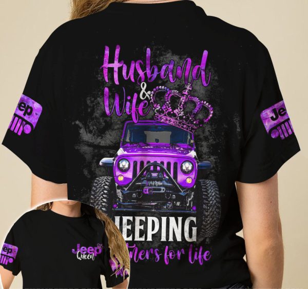 Jeep Couple All Over Hoodie Husband And Wife Partners For Life - Image 2