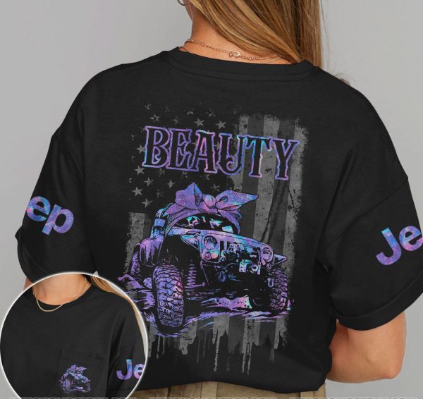 Jeep Couple All Over T-Shirts Jeep Beauty Jeep Beast Hologram - Image 3