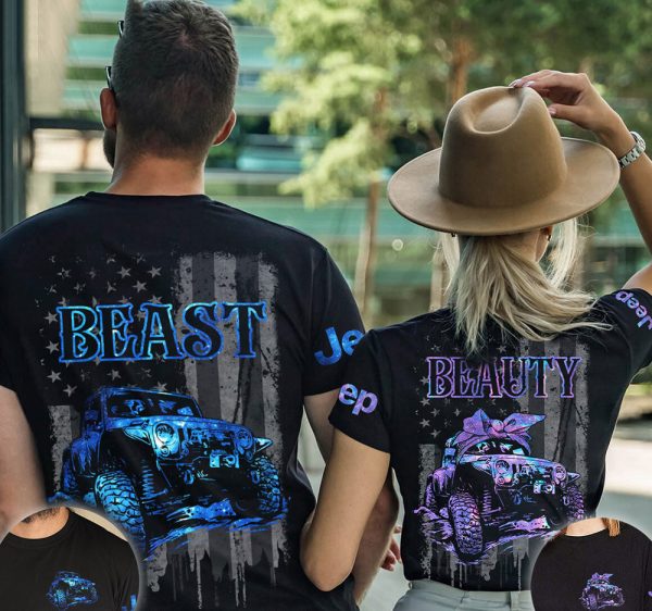 Jeep Couple All Over T-Shirts Jeep Beauty Jeep Beast Hologram