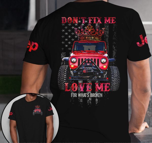 Jeep Couple All Over T-shirts Don't Fix Me Love Me - Image 3