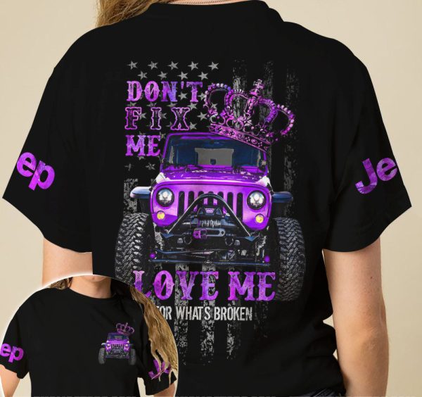 Jeep Couple All Over T-shirts Don't Fix Me Love Me - Image 2