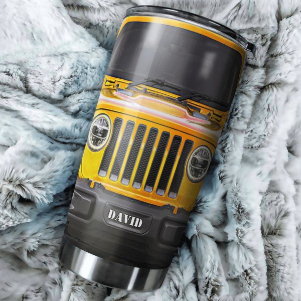 Custom Name Jeep Steel Stainless Tumbler Yellow - Image 2