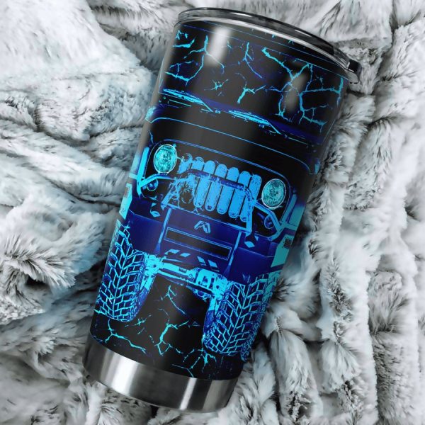 Custom Name Jeep Steel Stainless Tumbler Blue - Image 3