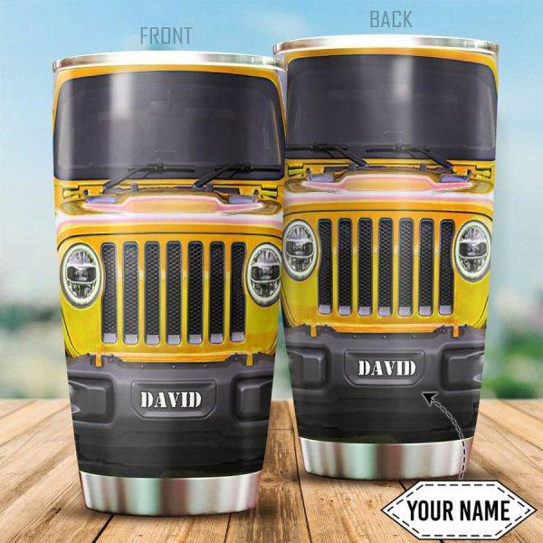 Custom Name Jeep Steel Stainless Tumbler Yellow