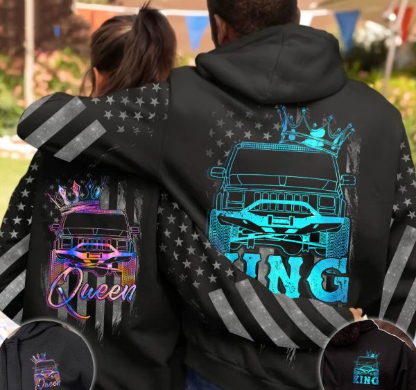 Jeep King Jeep Quen Couple All Over Hoodie