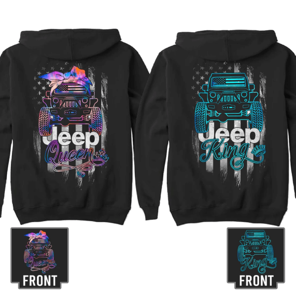 Jeep Couple Hoodie Jeep King Jeep Queen - Image 2