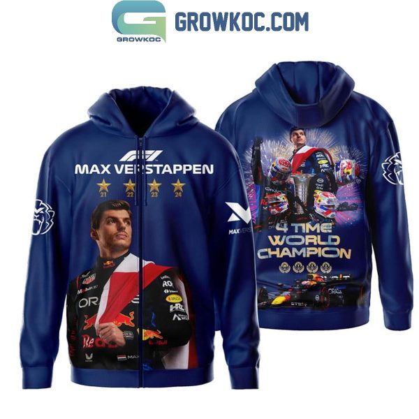 Max Verstappen 4 Time World Champions With Red Bull Racing Hoodie T-Shirt - Image 2