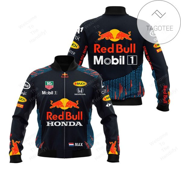 Max Verstappen Red Bull Racing Honda Mobil 1 All Over Print 3D Bomber Jacket Hoodie