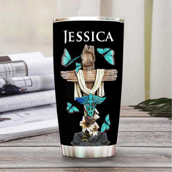 Personalized Nurse Tumbler A Child Of God A Woman Of Faith A Warrior Of Christ - Image 3