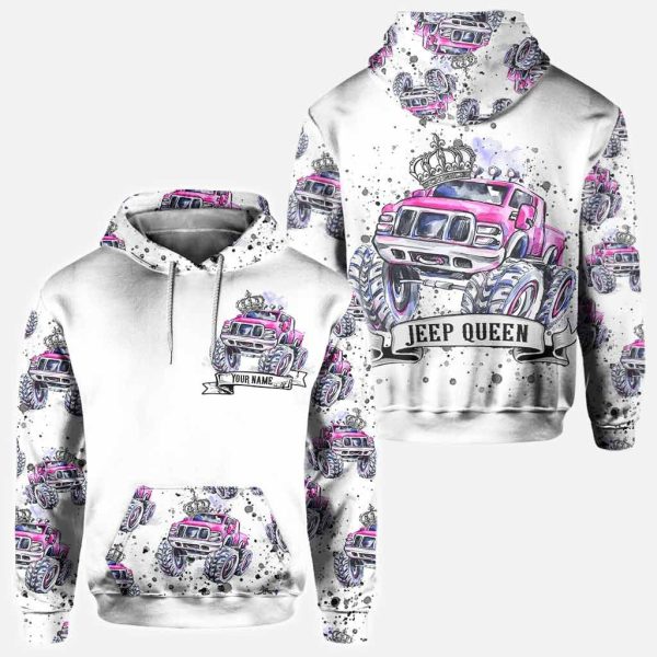 Personalized Jeep Couple 3D All Over Hoodie Jeep King Queen - Image 2