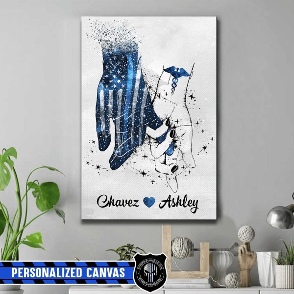 Personalized Police And Nurse Couple Wedding Anniversary Canvas
