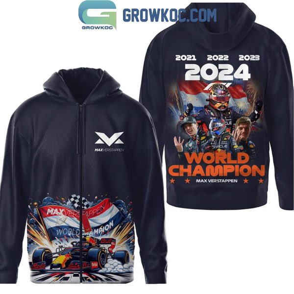 Red Bull Racing F1 Team Max Verstappen World Champs 2024 Hoodie T-Shirt - Image 2