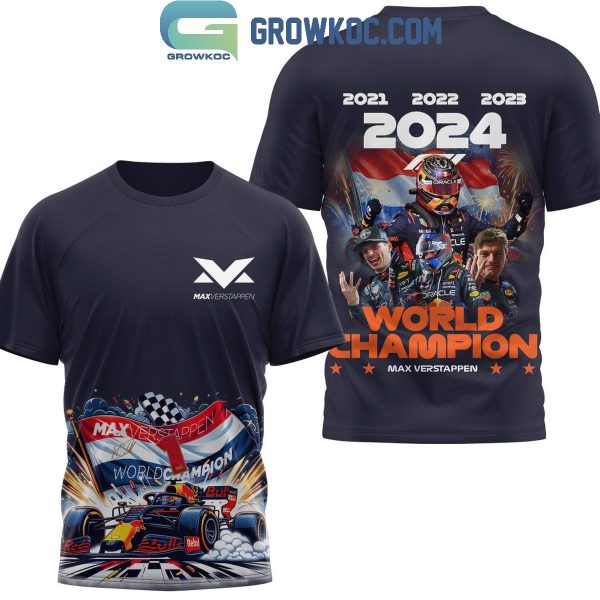 Red Bull Racing F1 Team Max Verstappen World Champs 2024 Hoodie T-Shirt - Image 4