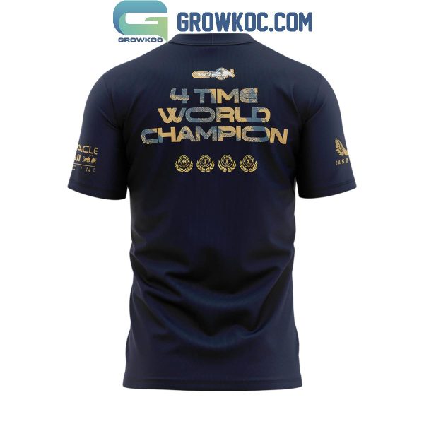 Red Bull Racing Max Verstappen 4 Times World Champions 2024 Hoodie T-Shirt - Image 3