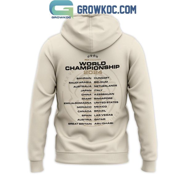 Red Bull Racing Max Verstappen World Champions Off White 2024 Hoodie T-Shirt - Image 3