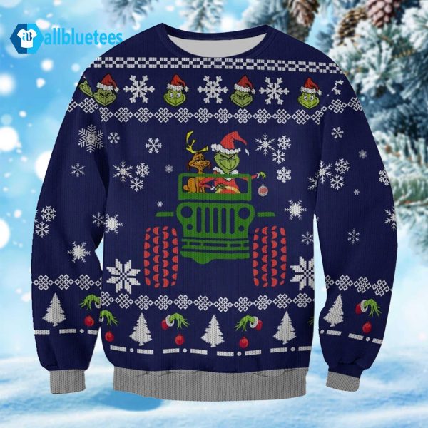 Limited 2025  The Grinch With Dog Driving Jeep Ugly Sweater