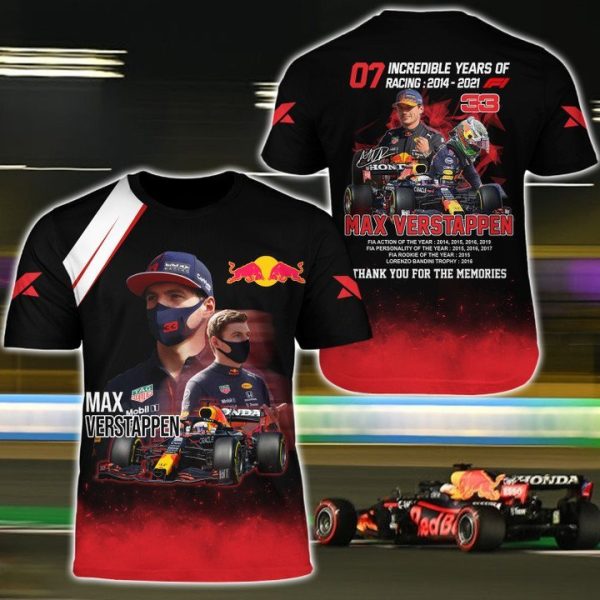 World Champion 7 Incredible Years F1 Max Verstappen 3D Shirt, Hoodie - Hot Sale 2025