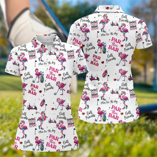Par Then Bar Flamingo Polo – Funny Women’s Golf Shirt, Custom Ladies Golf Apparel - Image 6