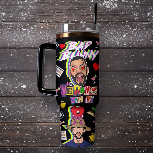 Bad Bunny Stanley Tumbler Cup 40oz With Handle - Image 2